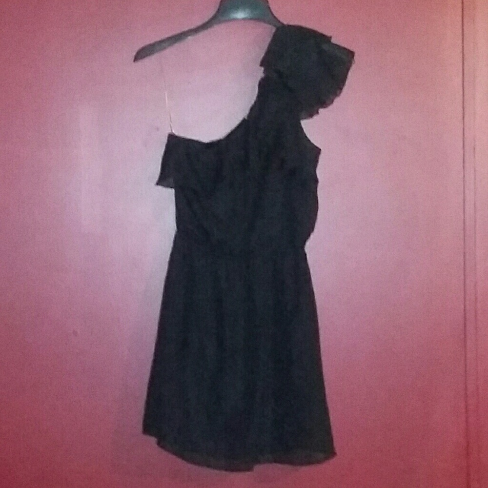 Black one shoulder mini dress